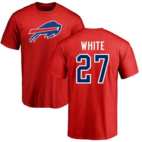 Men NFL Buffalo Bills #27 Tre Davious White Red Name and Number Logo T Shirt->buffalo bills->NFL Jersey